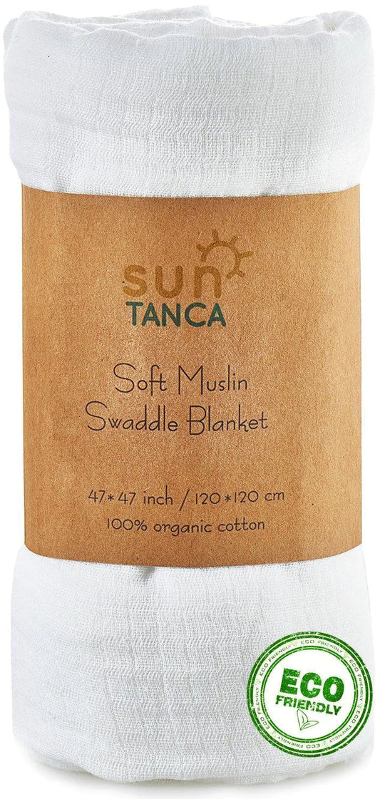 Organic White Muslin Baby Swaddle